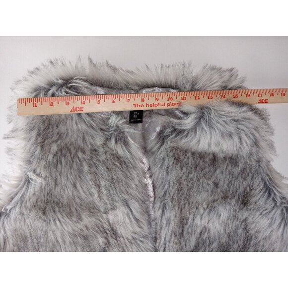 Rachel Zoe Womens Jacket Vest Gray Faux Fur Cardigan Open Front Lined Size L - Picture 7 of 14